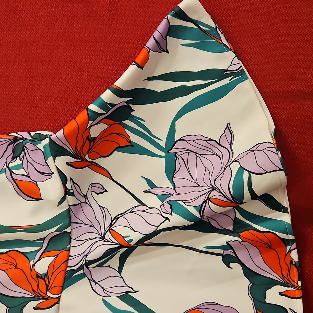 Alexia Admor Floral Purple Red Iris sleeveless dress Peplum Swing Med - Picture 11 of 11